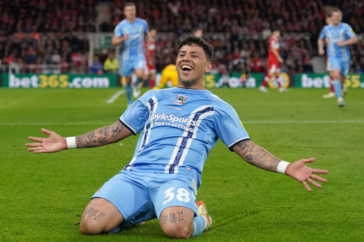 Kyle McFadzean of Coventry City celebrates following the Sky Bet News  Photo - Getty Images